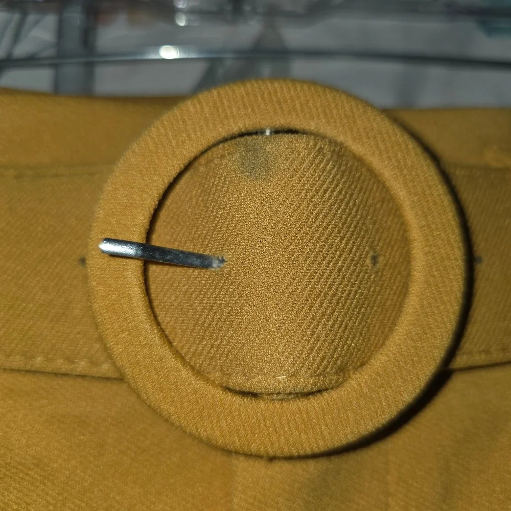 Endless Rose Mustard Yellow High Waisted Belted Tailored Shorts Buckle Small‎